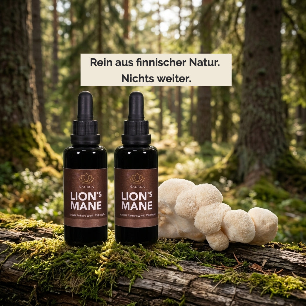 2er Set Lion's Mane Extrakt Tinktur im Wald 'Rein aus finnischer Natur. Nichts weiter.'